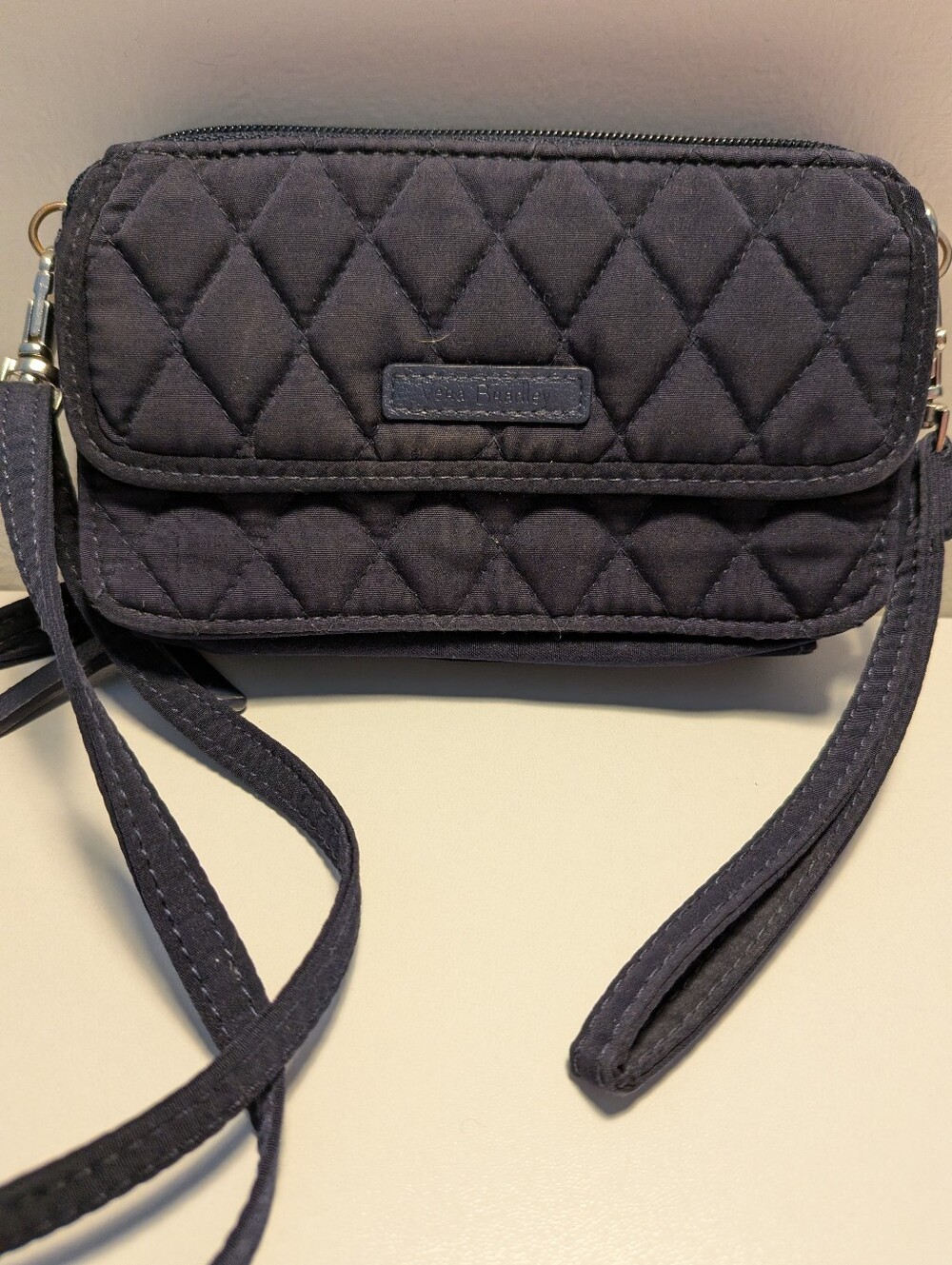 Vera Bradley Navy Blue Quilted RFID All In One Crossbody Bag Wristlet Wallet